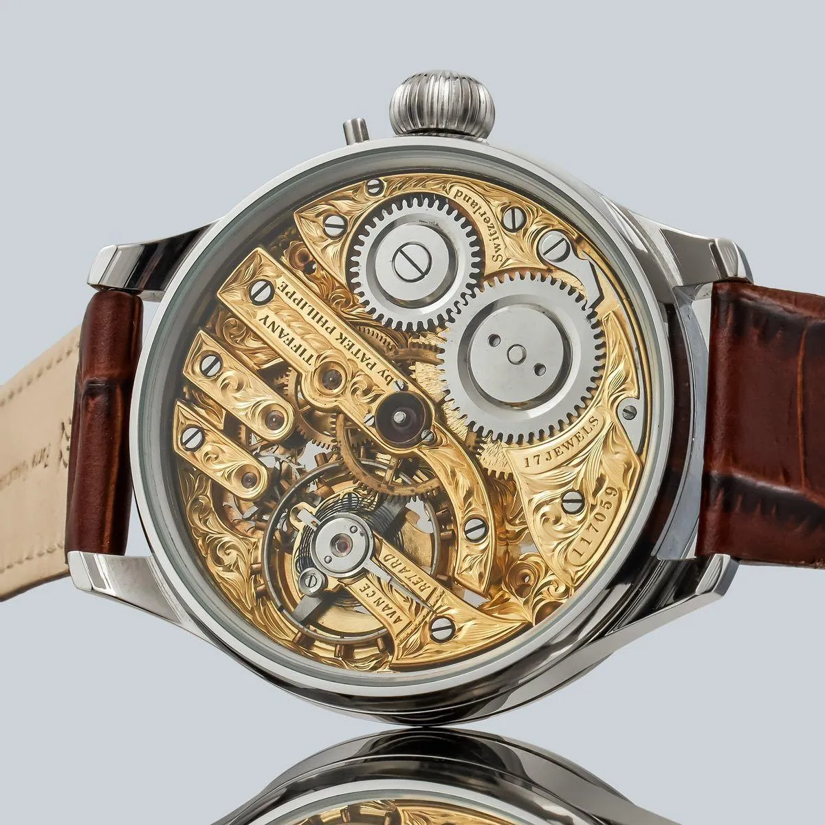 Marriage watch TIFFANY & CO by Patek Philippe 48mm men's watch with a pocket watch Manual winding skeleton