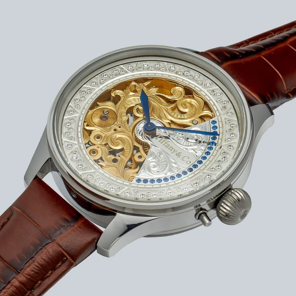 Marriage watch TIFFANY & CO by Patek Philippe 48mm men's watch with a pocket watch Manual winding skeleton