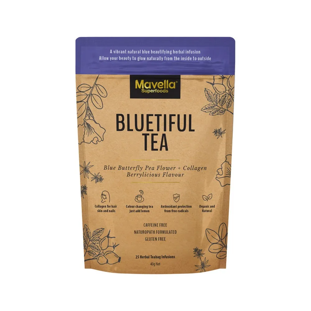Mavella Superfoods Bluetiful Tea Blue Butterfly Pea Flower   Collagen Berrylicious Flavour x 25 Tea Bags