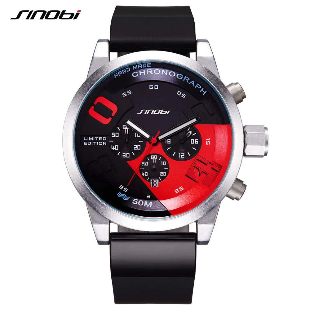Men Sports Watches Relogio Masculino Waterproof Red Dial Mans Chronograph Quartz Wrist Watch New Fast & Furious