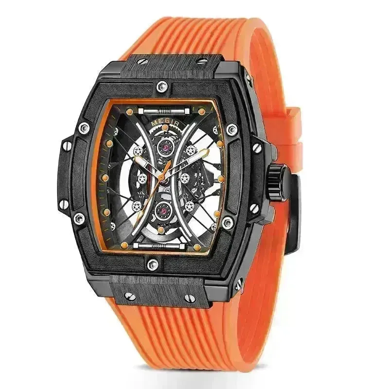 Men's Tonneau Fashion Trend Silicone Strap Luminous Sports Watch