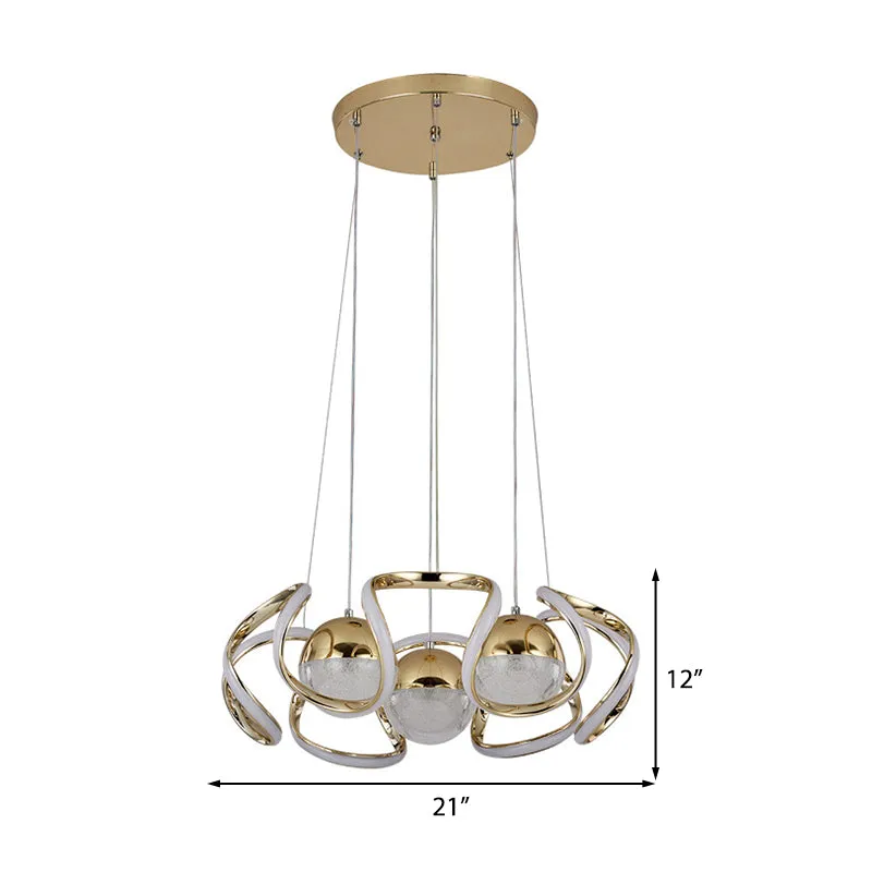 Modern Acrylic and Gold LED Chandelier Light for Dining Room