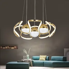 Modern Acrylic and Gold LED Chandelier Light for Dining Room