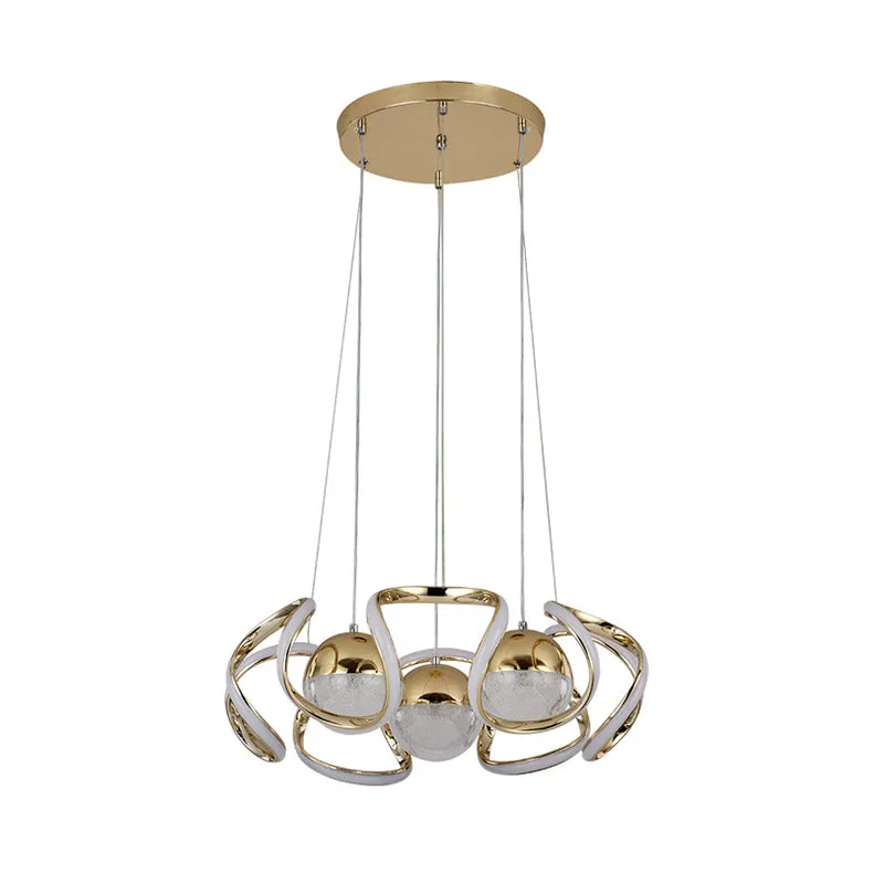Modern Acrylic and Gold LED Chandelier Light for Dining Room