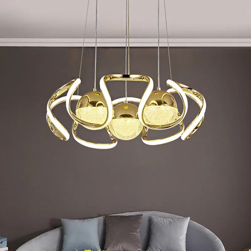 Modern Acrylic and Gold LED Chandelier Light for Dining Room