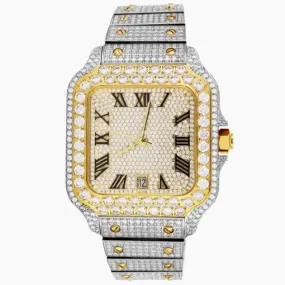 Moissanite Two Tone Yellow Gold Watch