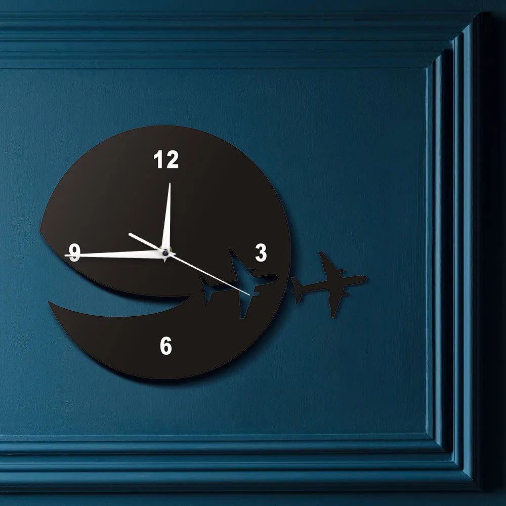 My Plane Flew Away Wall Art Home Decor Wall Clock Flying Plane Decorative Wall Clock Abstract Art Espcape DIY Clock Watch