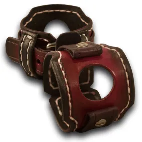 Oxblood Stressed Apple iWatch Leather Cuff Band with Stitching