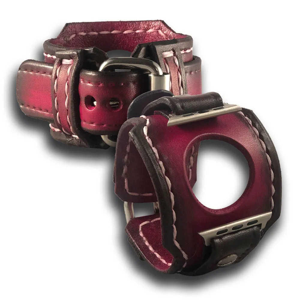 Oxblood Stressed Apple iWatch Leather Cuff Watch Band