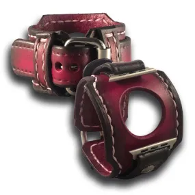 Oxblood Stressed Apple iWatch Leather Cuff Watch Band
