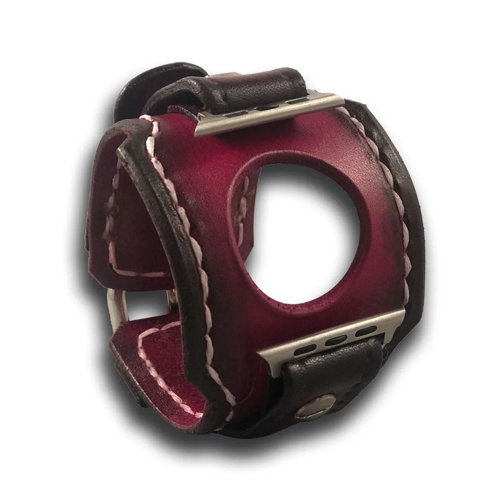 Oxblood Stressed Apple iWatch Leather Cuff Watch Band