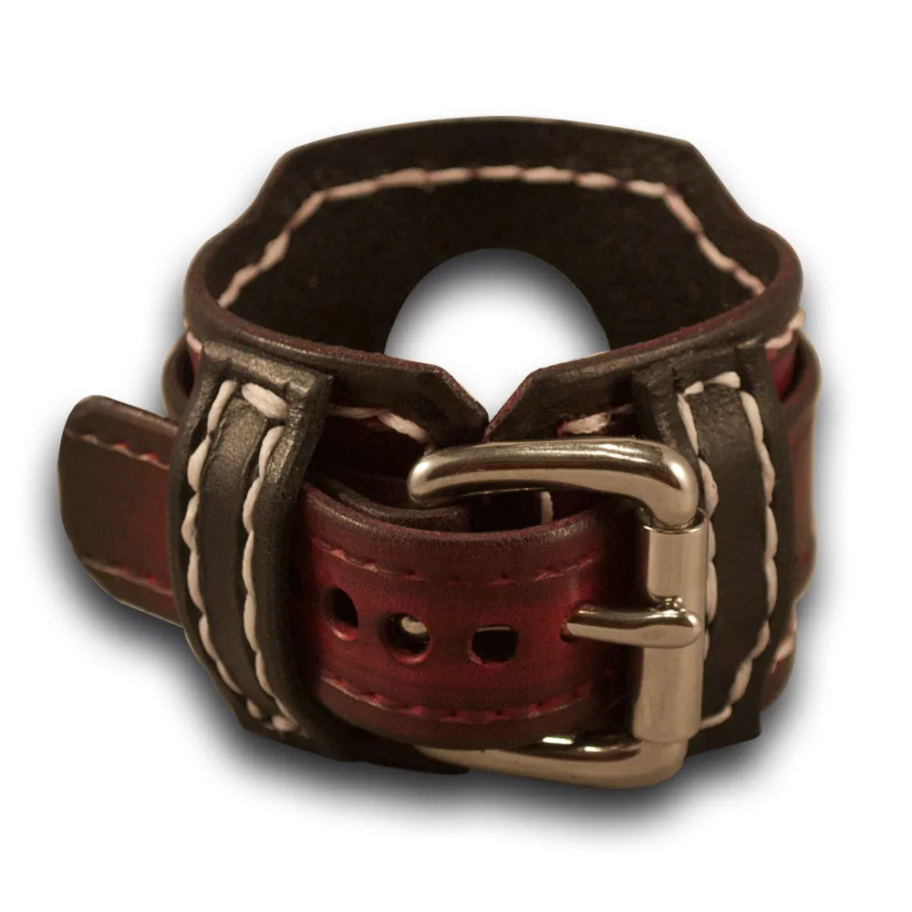 Oxblood Stressed Samsung Leather Cuff Watch Band