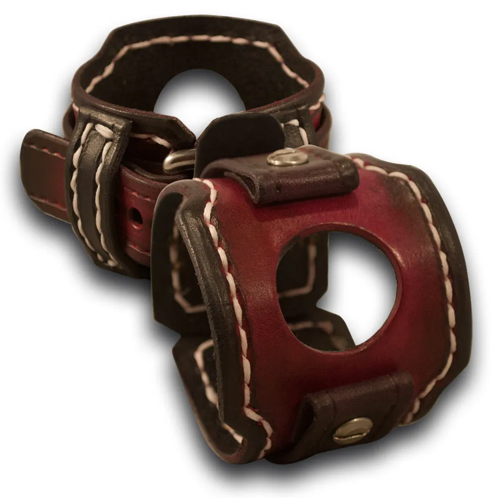 Oxblood Stressed Samsung Leather Cuff Watch Band