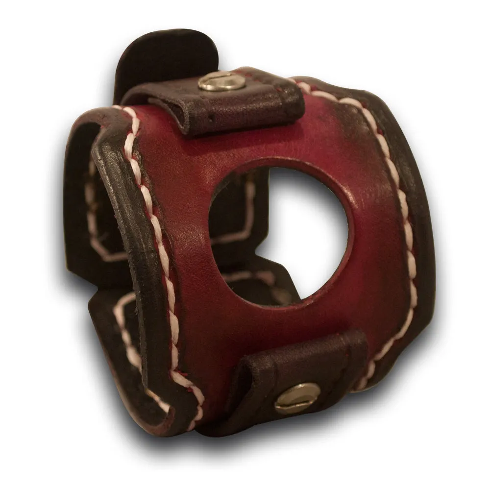 Oxblood Stressed Samsung Leather Cuff Watch Band