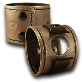 Pearl & Brown Apple iWatch Leather Cuff Watch Band with Snaps