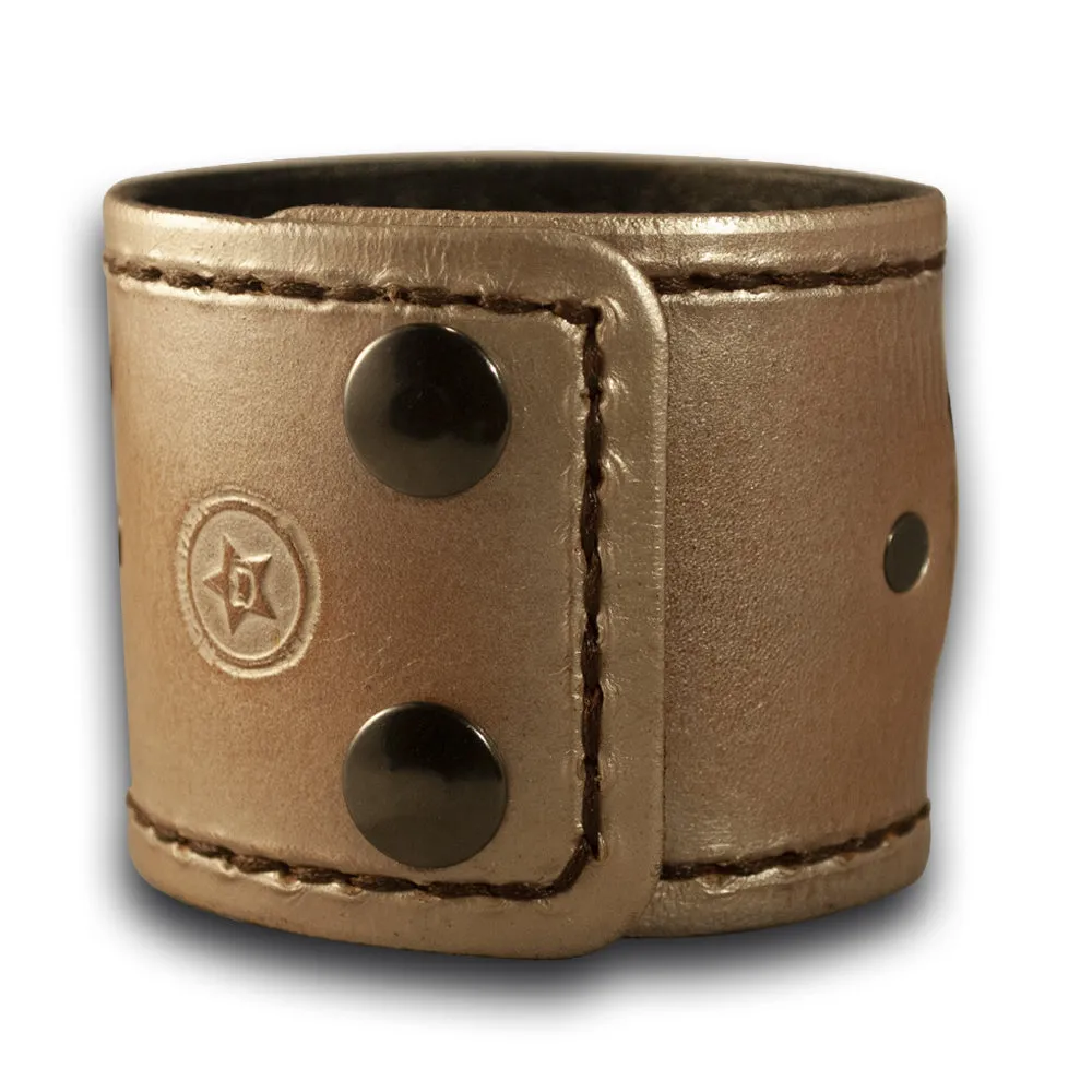 Pearl & Brown Apple iWatch Leather Cuff Watch Band with Snaps