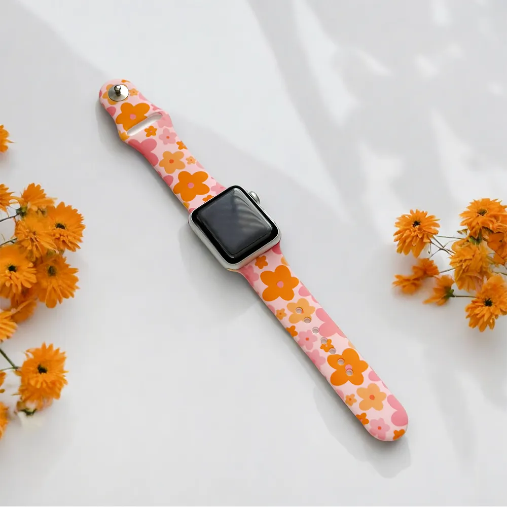 Pink & Orange Bloom Apple Watch Strap