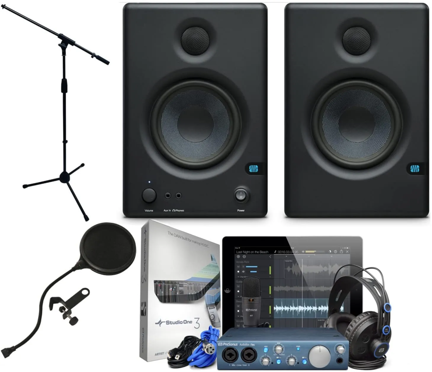 Presonus AudioBox iTwo Studio with HD7 Headphones, M7 Mic, S1 Artist, Eris E4.5