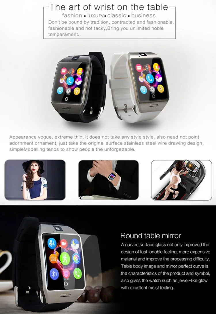 Q18S 1.54 inch IPS Screen MTK6260A Bluetooth 3.0 Smart Watch Phone, Pedometer / Sedentary Reminder / Sleeping Monitor  / Anti-Loss / Remote Camera  / GSM / 0.3M Camera  (Black   Silver)
