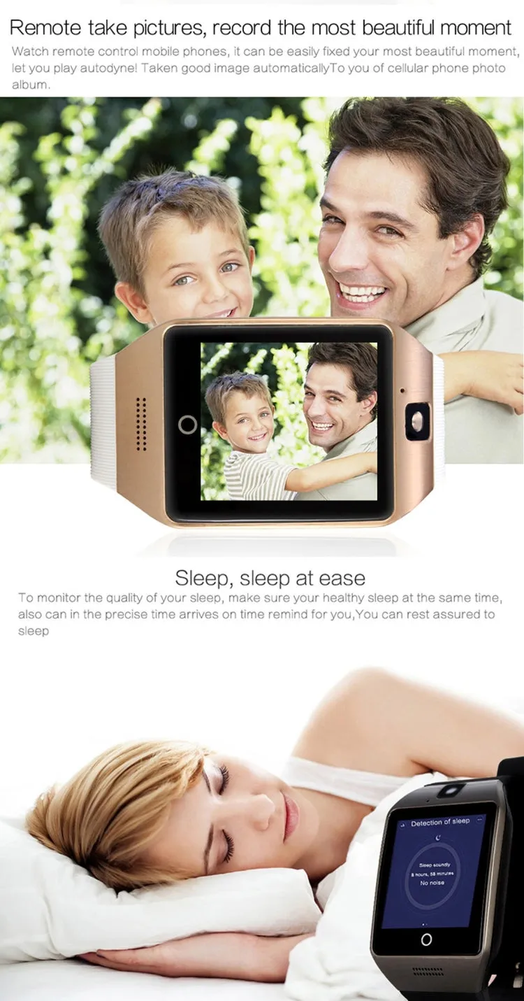 Q18S 1.54 inch IPS Screen MTK6260A Bluetooth 3.0 Smart Watch Phone, Pedometer / Sedentary Reminder / Sleeping Monitor  / Anti-Loss / Remote Camera  / GSM / 0.3M Camera  (Black   Silver)