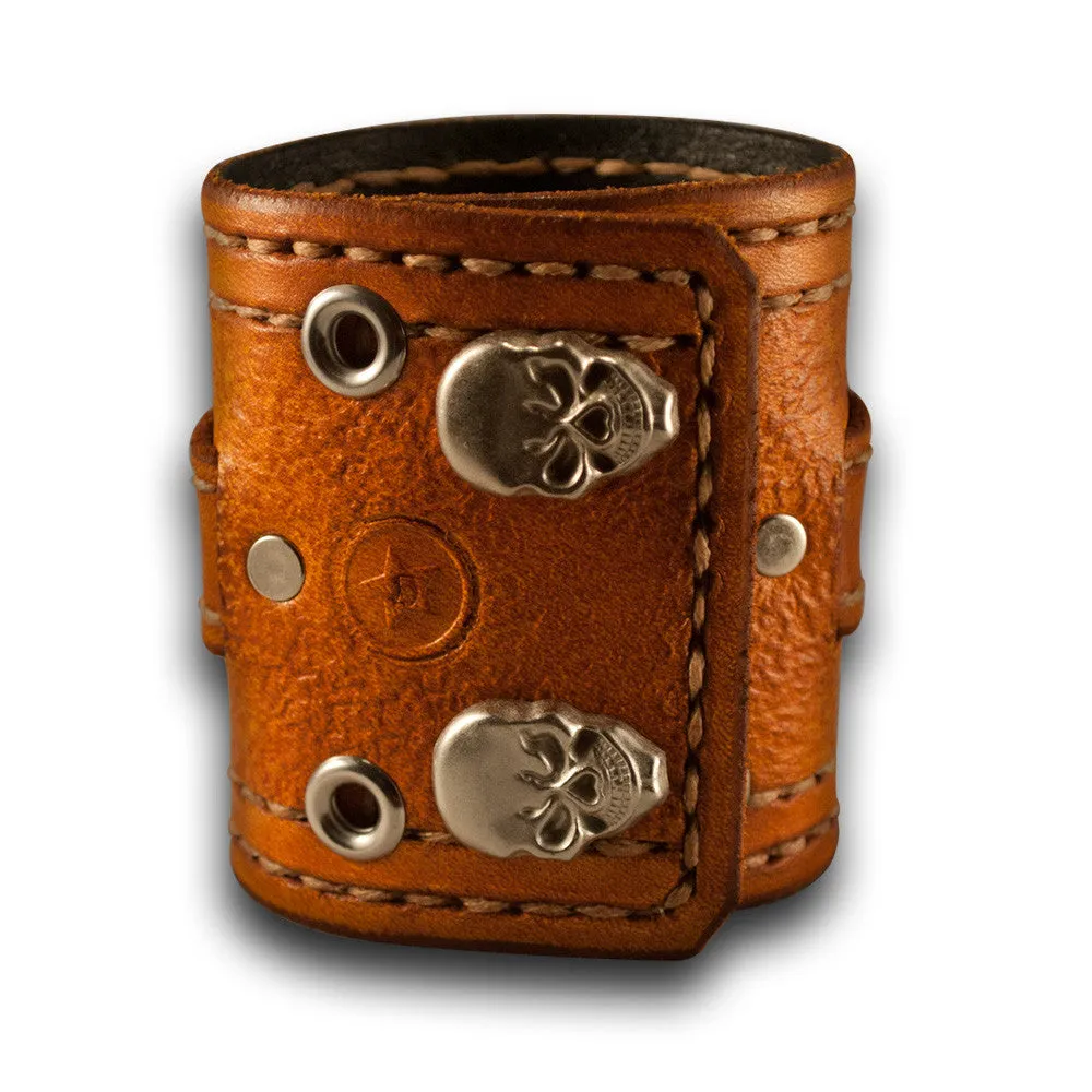 Range Tan Apple iWatch Leather Cuff Band with Skull Snaps & Eyelets