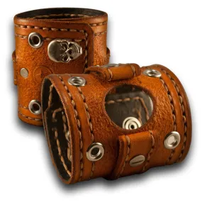 Range Tan Samsung Leather Cuff Band with Skull Snaps & Eyelets