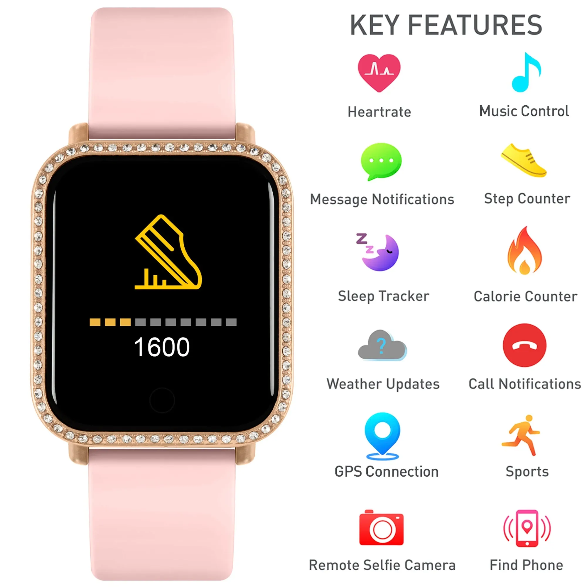 Reflex Active Series 6 Pink Crystal Smart Watch RA06-2098
