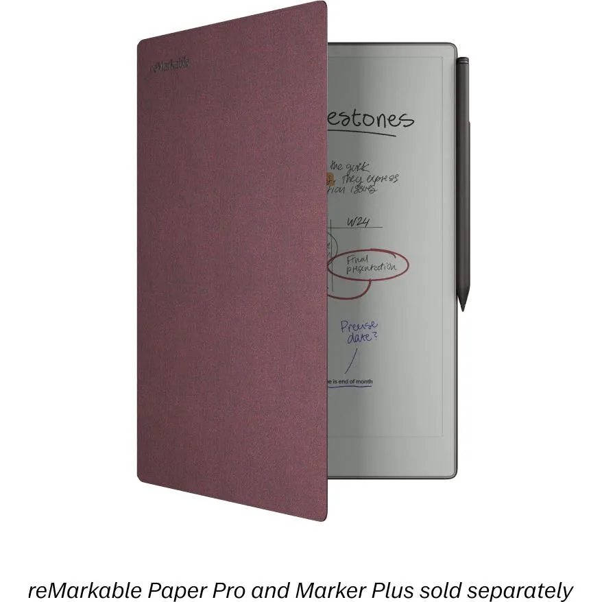 reMarkablee BookFolio Pro Mosaic Weave for Remarkable Paper Pro (Burgundy)