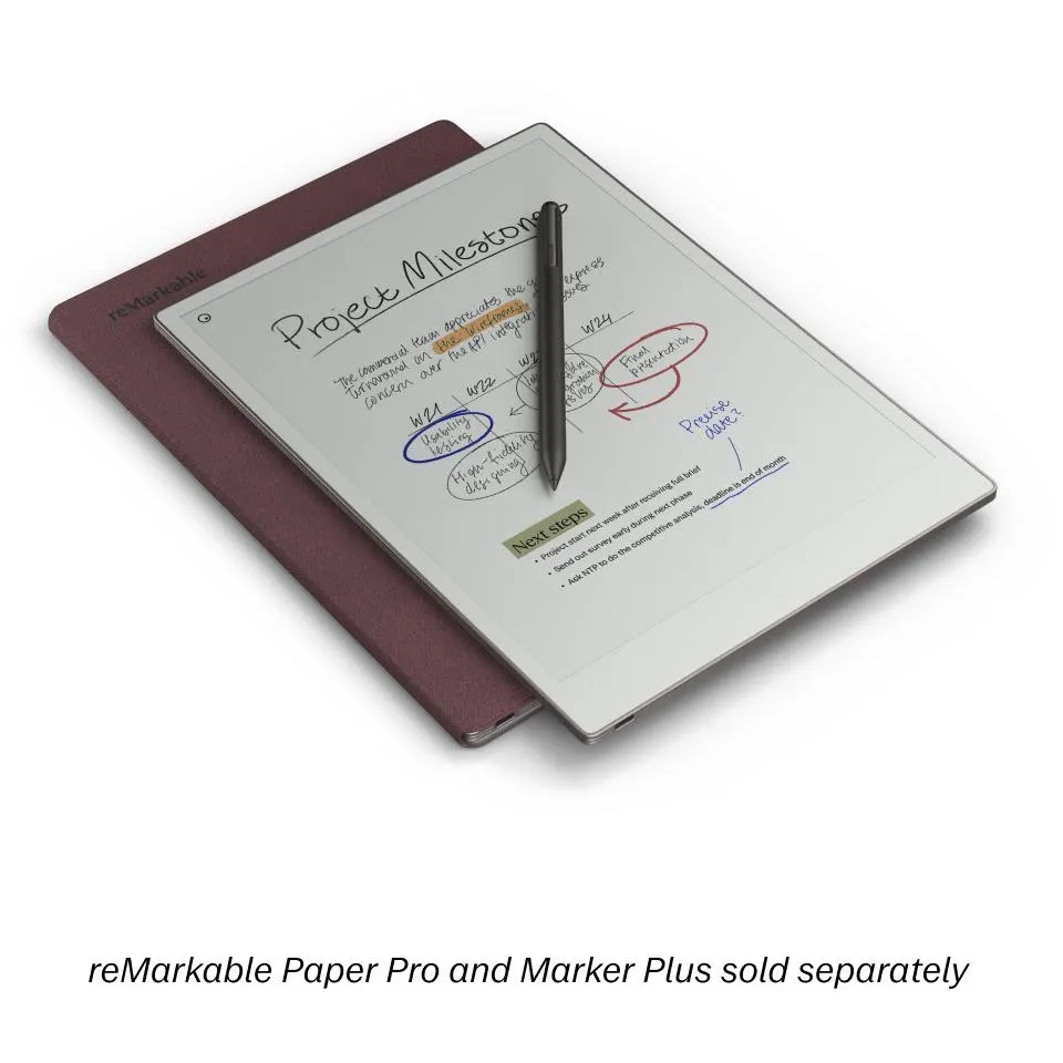 reMarkablee BookFolio Pro Mosaic Weave for Remarkable Paper Pro (Burgundy)