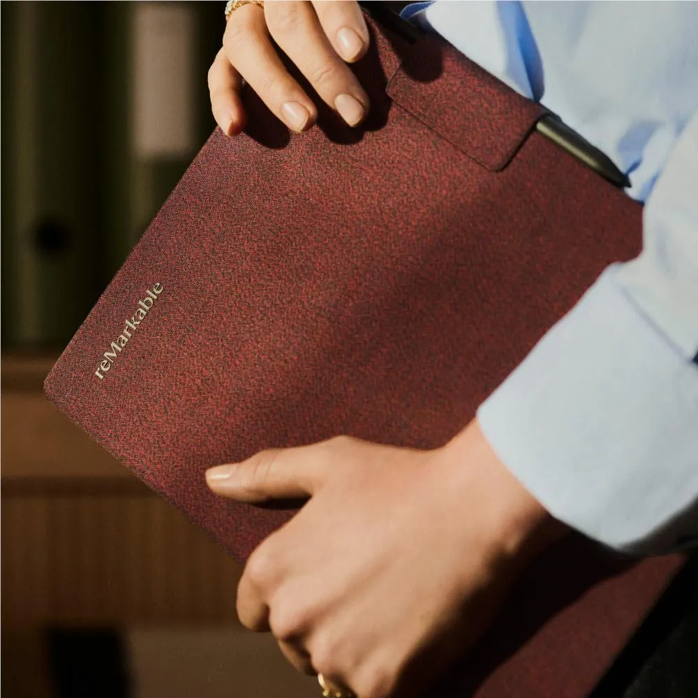 reMarkablee BookFolio Pro Mosaic Weave for Remarkable Paper Pro (Burgundy)