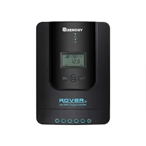 Renogy Rover 20A 12V/24V Auto DC Input MPPT Solar Charge Controller Parameter Adjustable LCD Display Solar Panel Regulator fit for Gel Sealed Flooded and Lithium Battery, Rover 20A