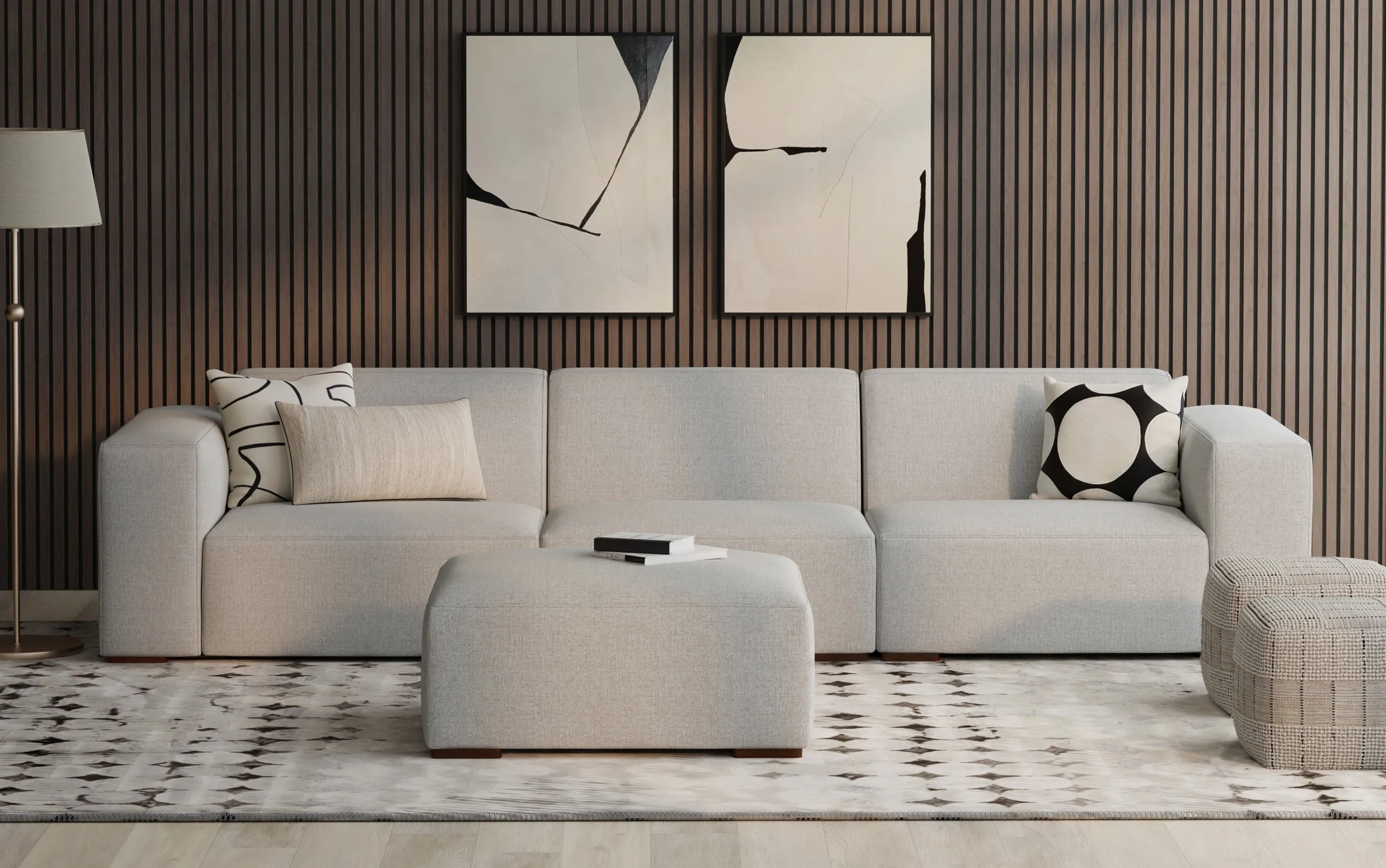 Rex 3 Seater Sofa and Ottoman in Performance Fabric