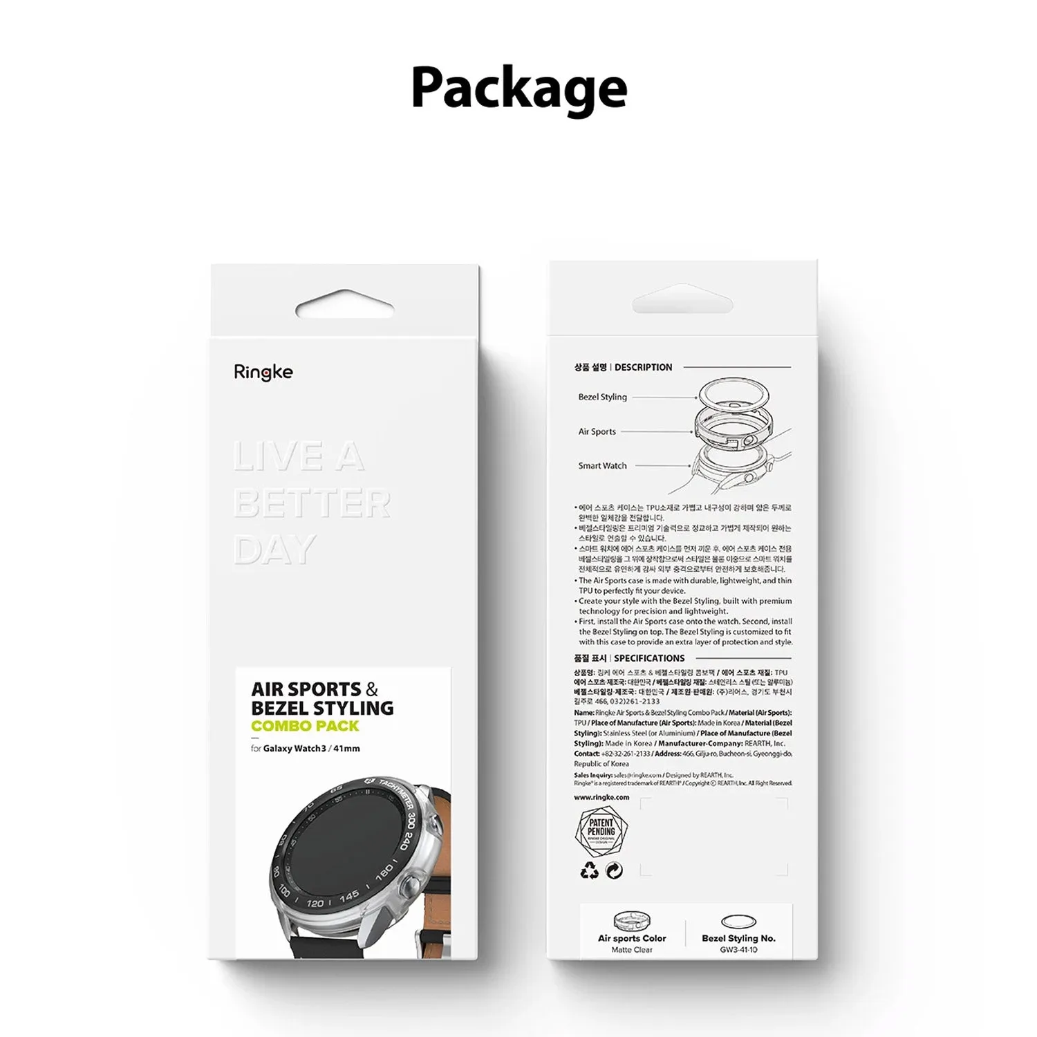 Ringke Galaxy Watch 3 41mm Styling 10 Air Sports Matte Clear Case  Bezel Combo Pack