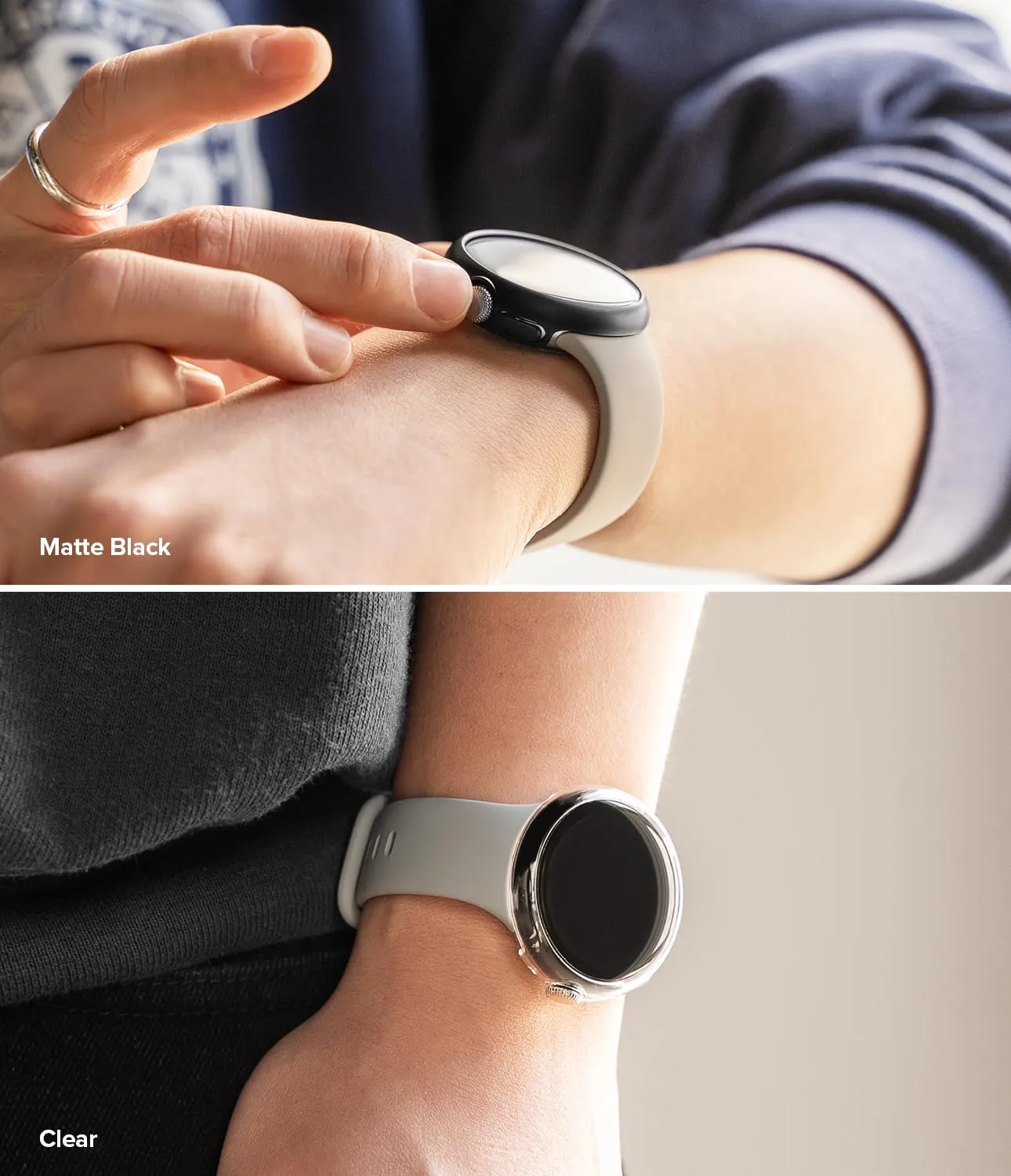 Ringke Google Pixel Watch Slim Case Cover - Clear   Matte Black