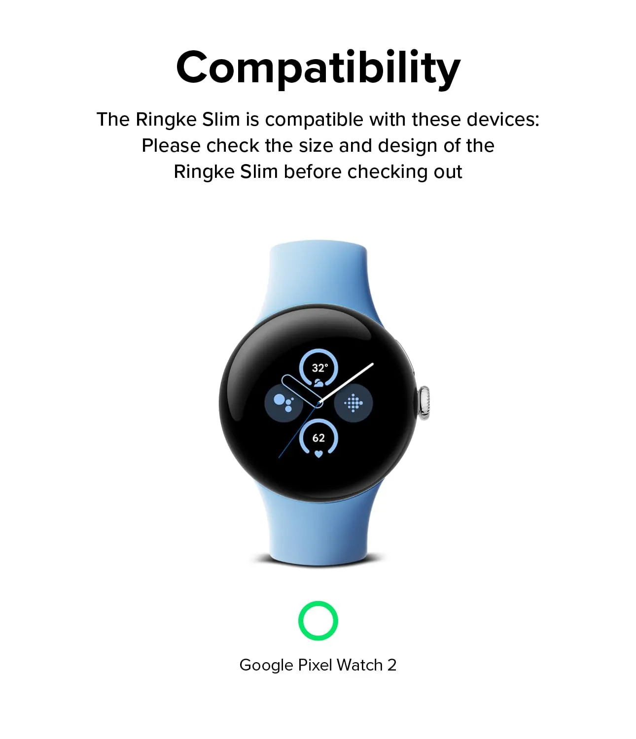 Ringke Google Pixel Watch Slim Case Cover - Clear   Matte Black