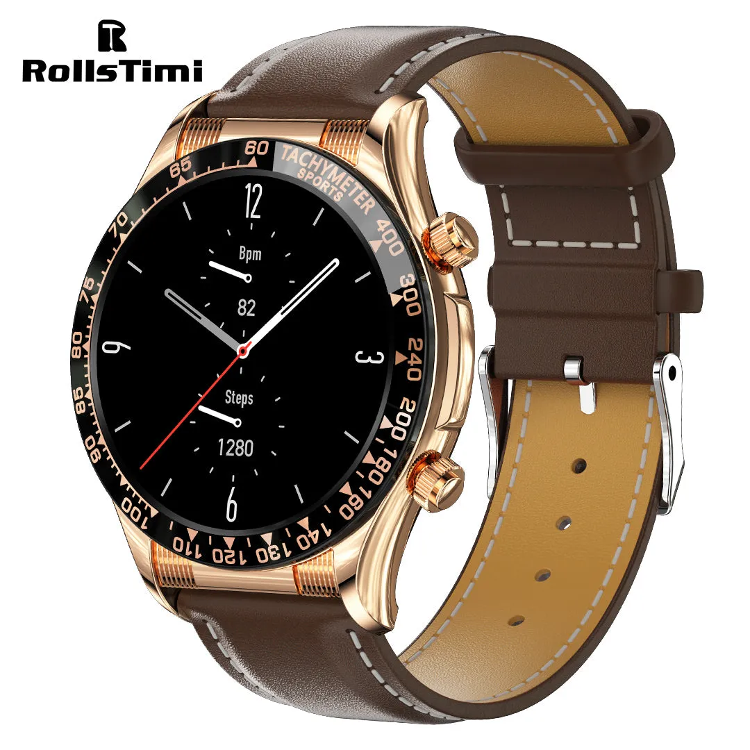 RollsTimi RTE18 Classic Smartwatch for Men and Women - Waterproof Sports Watch with Bluetooth Calls, Heart Rate, and Blood Pressure Monitoring