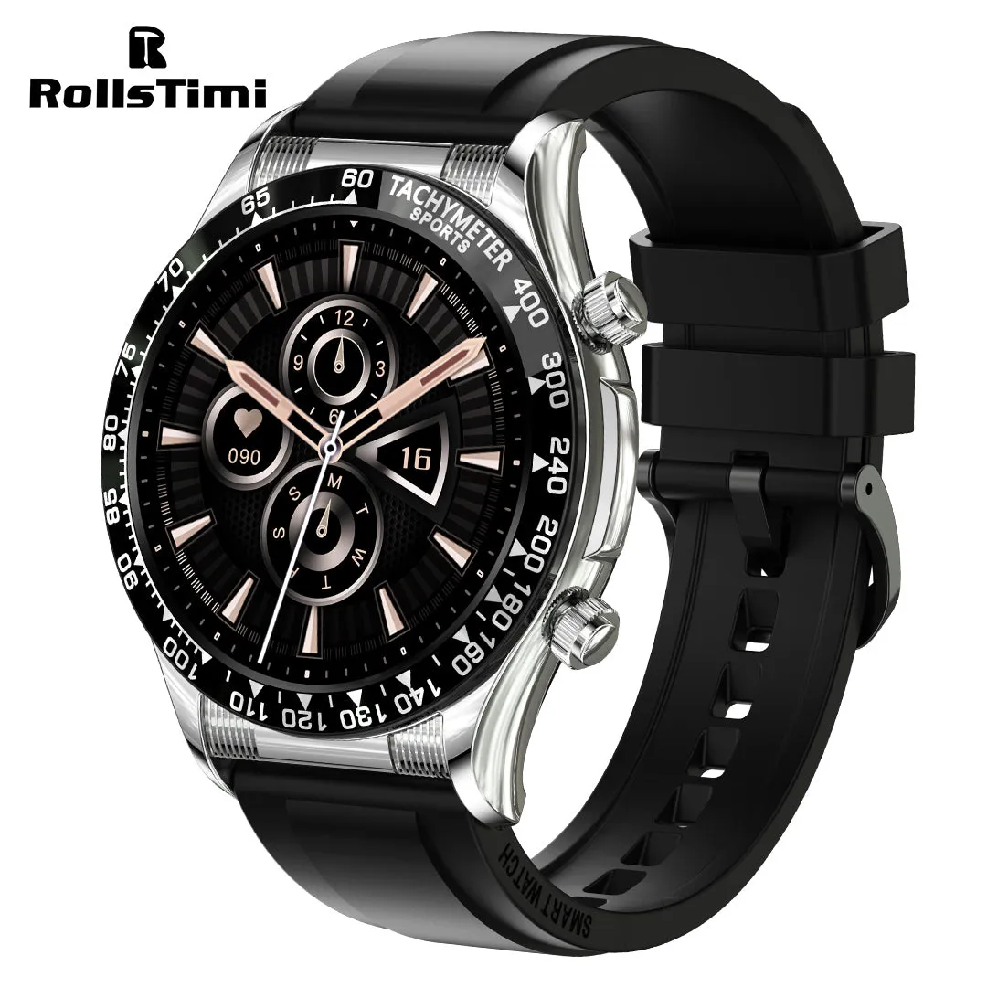 RollsTimi RTE18 Classic Smartwatch for Men and Women - Waterproof Sports Watch with Bluetooth Calls, Heart Rate, and Blood Pressure Monitoring