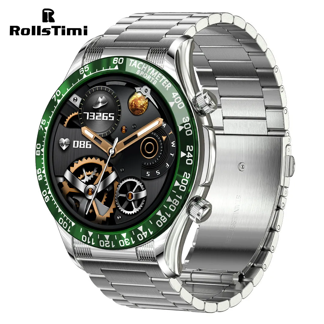 RollsTimi RTE18 Classic Smartwatch for Men and Women - Waterproof Sports Watch with Bluetooth Calls, Heart Rate, and Blood Pressure Monitoring