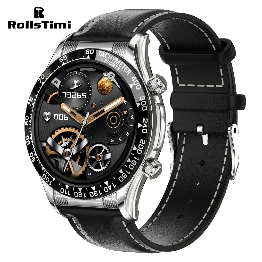 RollsTimi RTE18 Classic Smartwatch for Men and Women - Waterproof Sports Watch with Bluetooth Calls, Heart Rate, and Blood Pressure Monitoring