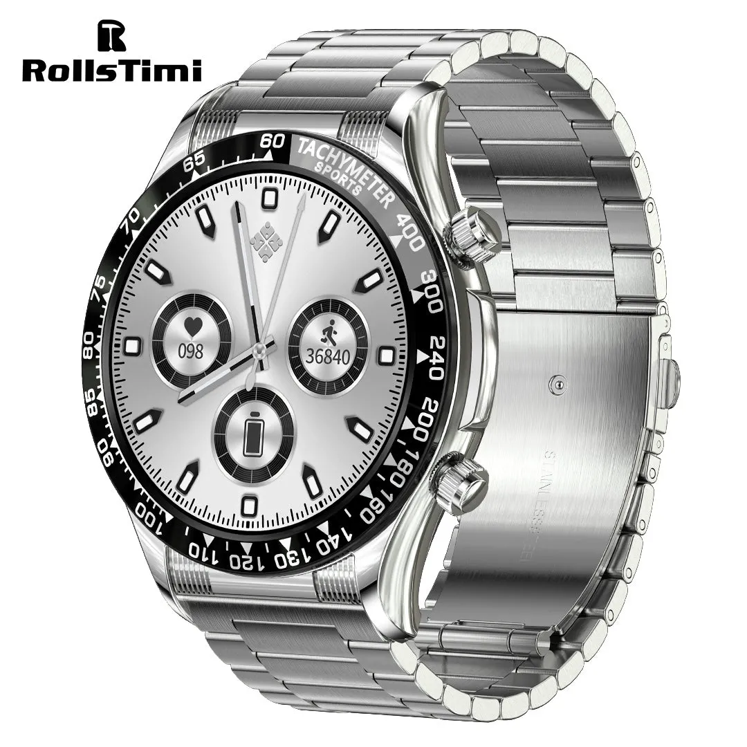 RollsTimi RTE18 Classic Smartwatch for Men and Women - Waterproof Sports Watch with Bluetooth Calls, Heart Rate, and Blood Pressure Monitoring