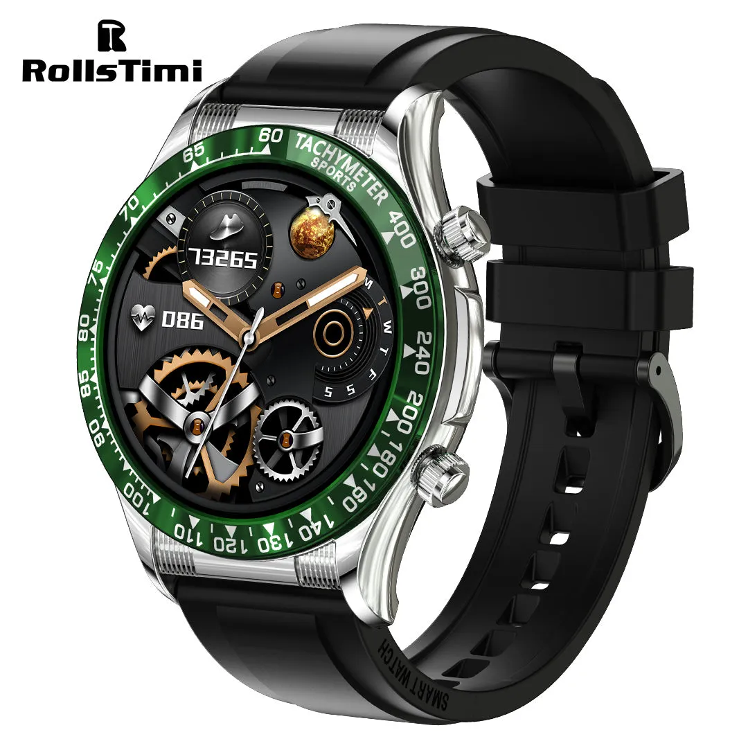 RollsTimi RTE18 Classic Smartwatch for Men and Women - Waterproof Sports Watch with Bluetooth Calls, Heart Rate, and Blood Pressure Monitoring