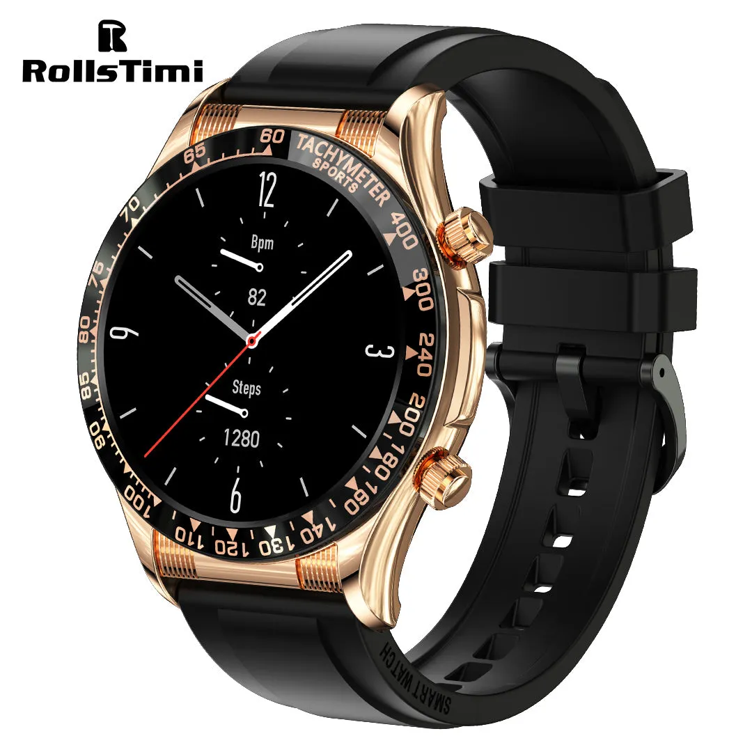 RollsTimi RTE18 Classic Smartwatch for Men and Women - Waterproof Sports Watch with Bluetooth Calls, Heart Rate, and Blood Pressure Monitoring