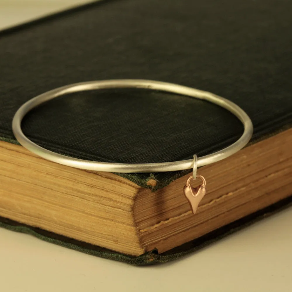 Rose gold wild heart silver bangle