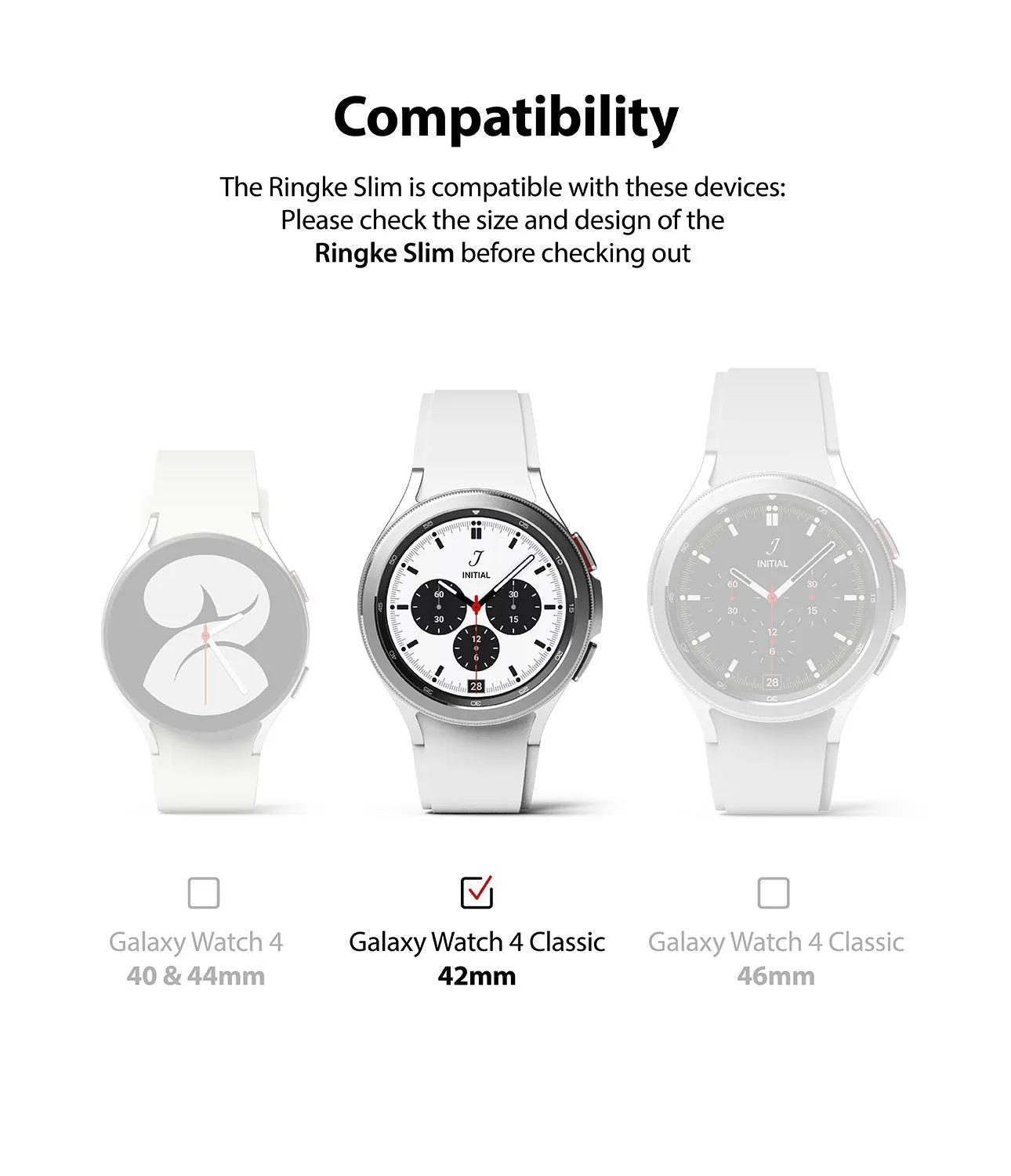 Samsung Galaxy Watch 4 Classic 42mm Case| Slim Series| Clear   White