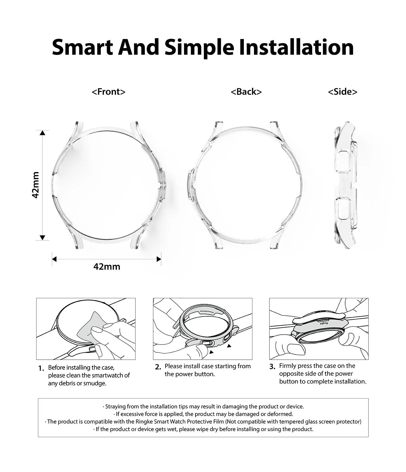 Samsung Galaxy Watch 4 Classic 42mm Case| Slim Series| Clear   White