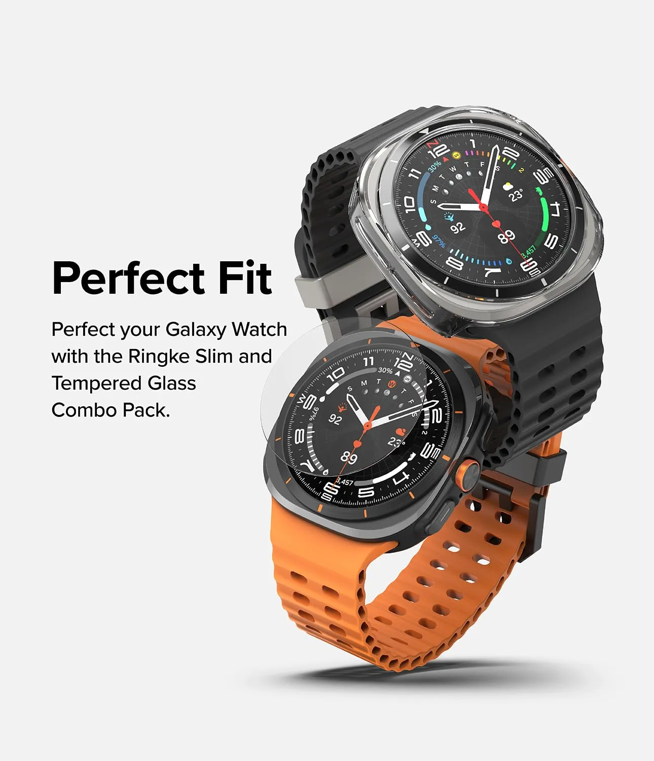 Samsung Galaxy Watch Ultra 47mm Case   Tempared Glass Sceen Protector [Combo] -Clear