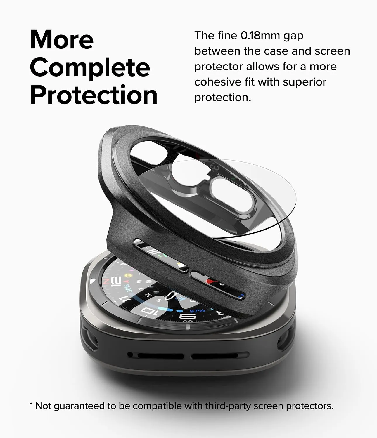 Samsung Galaxy Watch Ultra 47mm Case   Tempared Glass Sceen Protector [Combo] - Titanium Black