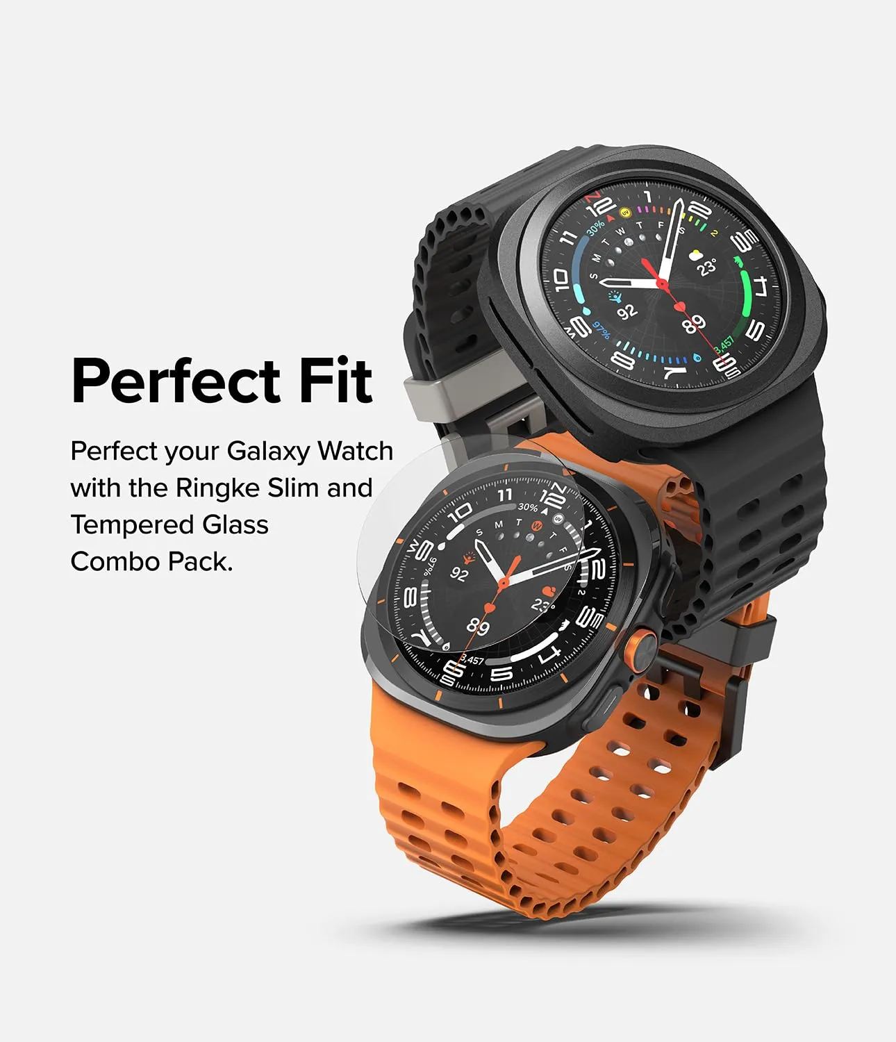Samsung Galaxy Watch Ultra 47mm Case   Tempared Glass Sceen Protector [Combo] - Titanium Black
