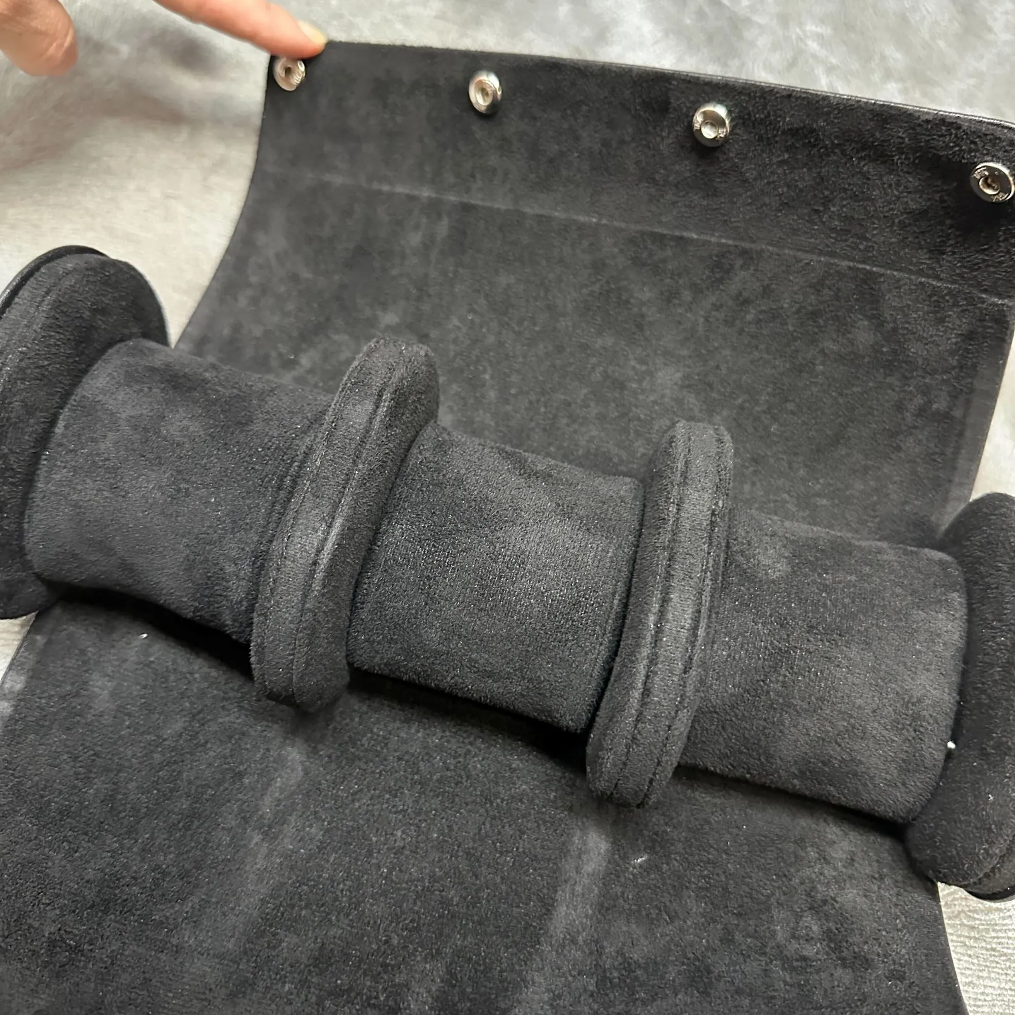 Seconds - Watch Roll Case for 3 in Black Vegan Leather