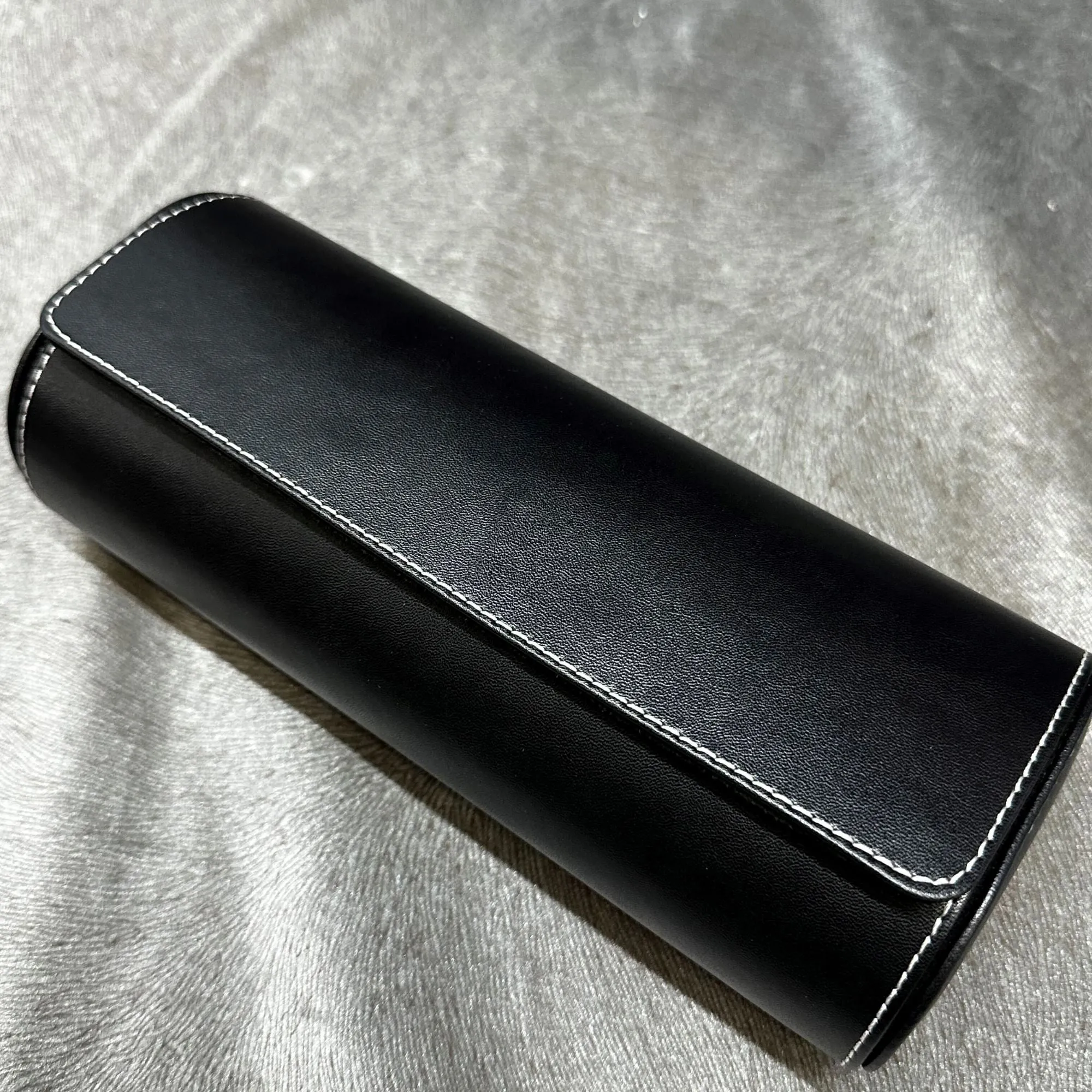 Seconds - Watch Roll Case for 3 in Black Vegan Leather